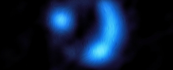 遙遠星系 9io9 的磁場圖，使用來自阿塔卡馬大型毫米/次毫米陣列射電望遠鏡數據