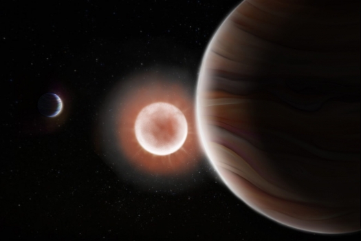 畫家筆下TOI-4600系統中兩顆系外行星及它們的母星