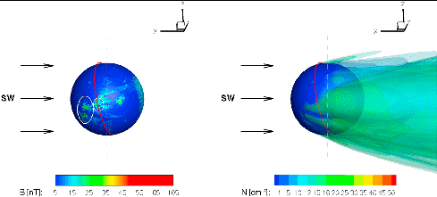 模擬嫦娥二號穿越月球微磁層示意圖