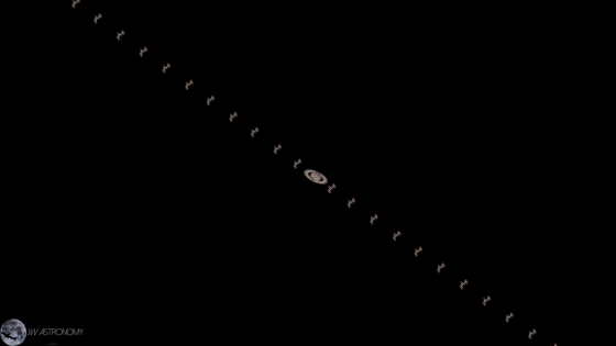 國際太空站凌土星合多次曝光的成照片