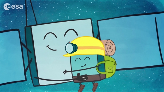 羅塞塔和菲萊彗星登陸器的可愛卡通造型