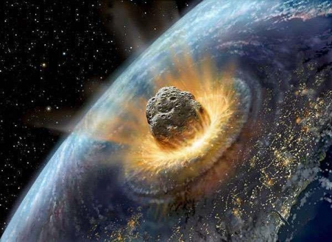 畫家構思的小行星撞擊地球