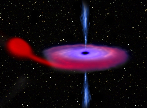 畫家構思的黑洞雙星系統