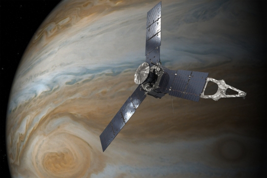 畫家筆下抵達木星的朱諾號太空船