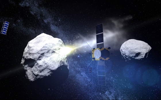 畫家筆下的小行星撞擊任務衛星觀察雙胞胎小行星撞擊情況