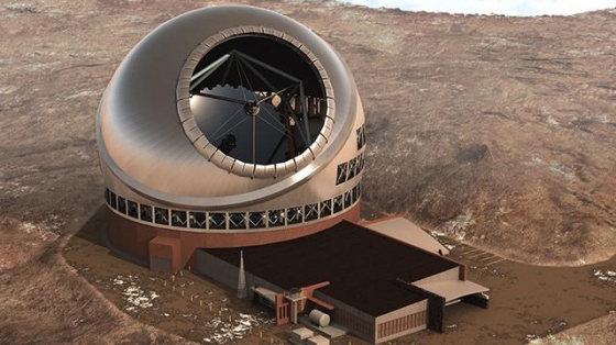 畫家筆下毛納基山頂的三十米口徑望遠鏡