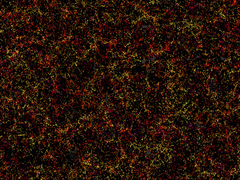 照片上的每個點表示星系過去六十億年的位置