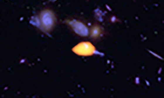 圖像中橙色的星系含有豐富的一氧化碳