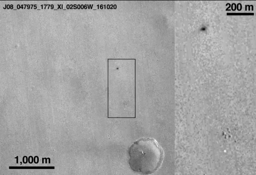 夏帕雷利登陸器撞擊火星表面的照片