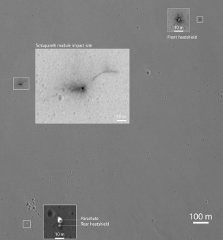 夏帕雷利登陸器撞擊火星表面的照片