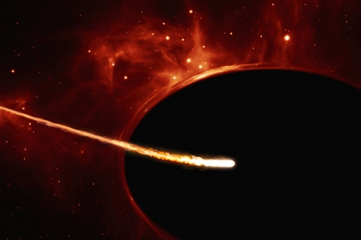 畫家構思的旋轉黑洞吞噬恆星