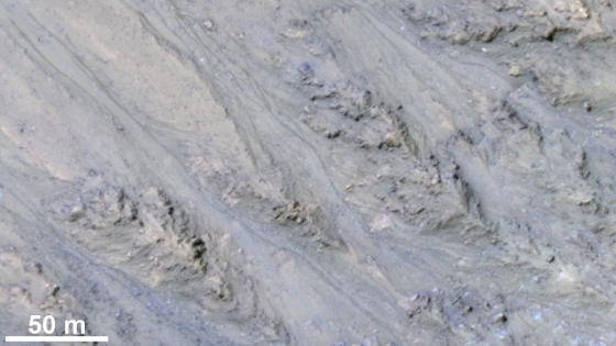 火星火山口內部斜坡有季節性的黑色條紋